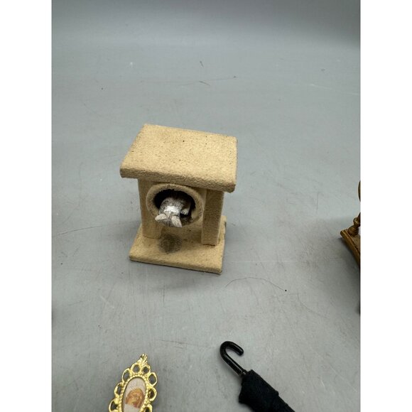 Miniature Dollhouse Accessory Set: Globe Grandfather Clock Birdcage Vases Umbrel - Picture 5 of 7